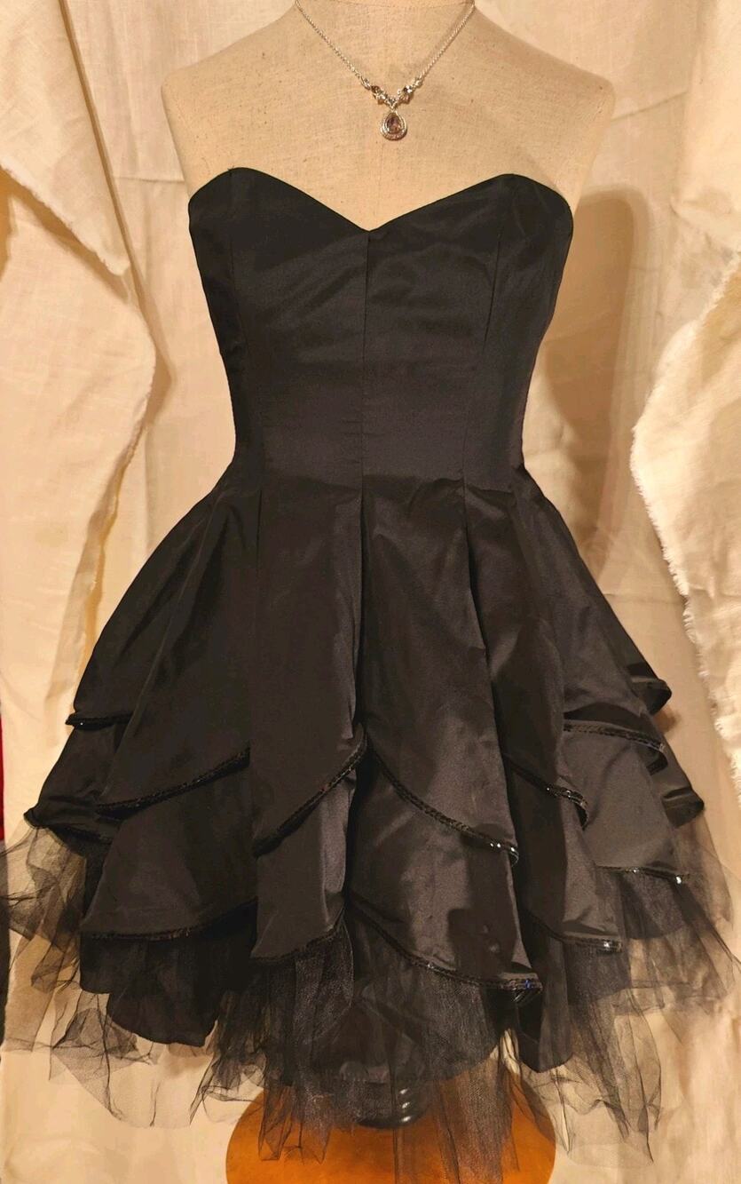 Vintage Y2K Morgan & Co Black Swan Corset Tulle Cocktail Dress 5/6 Prom Formal